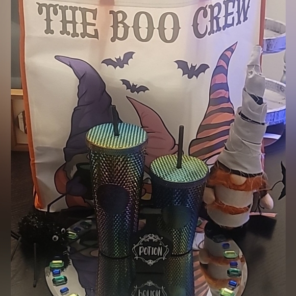 💙Starbucks '23 Fall Oil Slick Rainbow Blk Bling Studded Tumbler💜 - Picture 3 of 8